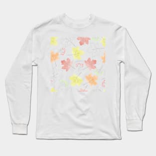 Colorful watercolor maple leaves pattern Long Sleeve T-Shirt